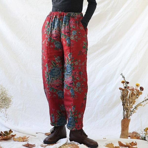 johnature 2020 winter print floral plus cotton pants elastic waist red pockets warm trouser loose female casual vintage pants1, Black;white
johnature 2020 winter print floral plus cotton pants elastic waist red pockets warm trouser loose female casual vintage pants1, Black;white