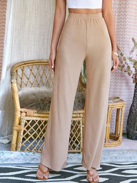 elastic waist rib-knit wide leg pants g6qr#, Black;white
elastic waist rib-knit wide leg pants g6qr#, Black;white