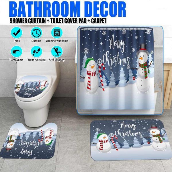 180x180cm christmas snowman shower curtains bath products bathroom decor with hooks waterproof non-slip toilet rug1
180x180cm christmas snowman shower curtains bath products bathroom decor with hooks waterproof non-slip toilet rug1