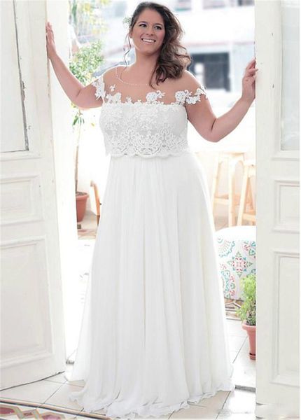 elegant plus size wedding dresses with lace appliques a line bridal dresses jewel neckline custom made backless wedding gowns, White
elegant plus size wedding dresses with lace appliques a line bridal dresses jewel neckline custom made backless wedding gowns, White