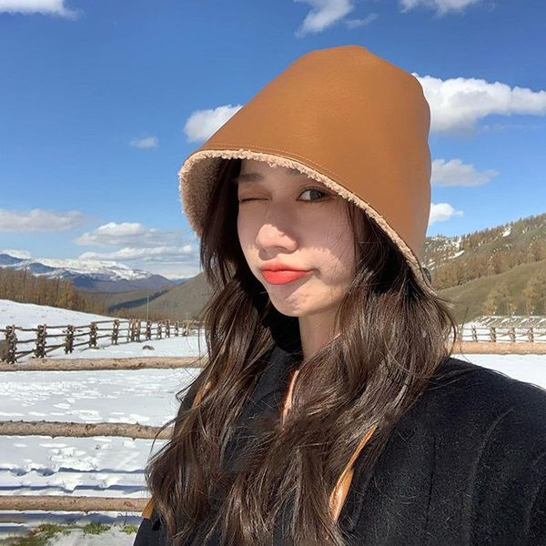beanie/skull caps faux leather + lamb hair hat double-sided buttoned female korean style retro ear protection autumn/winter bucket, Blue;gray
beanie/skull caps faux leather + lamb hair hat double-sided buttoned female korean style retro ear protection autumn/winter bucket, Blue;gray