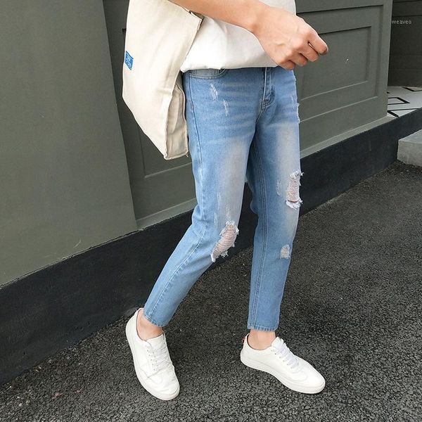 2020 spring summer fashion high street stretch slim fit ripped hole cowboy denim skinny jeans men casual pencil pants1, Blue
2020 spring summer fashion high street stretch slim fit ripped hole cowboy denim skinny jeans men casual pencil pants1, Blue