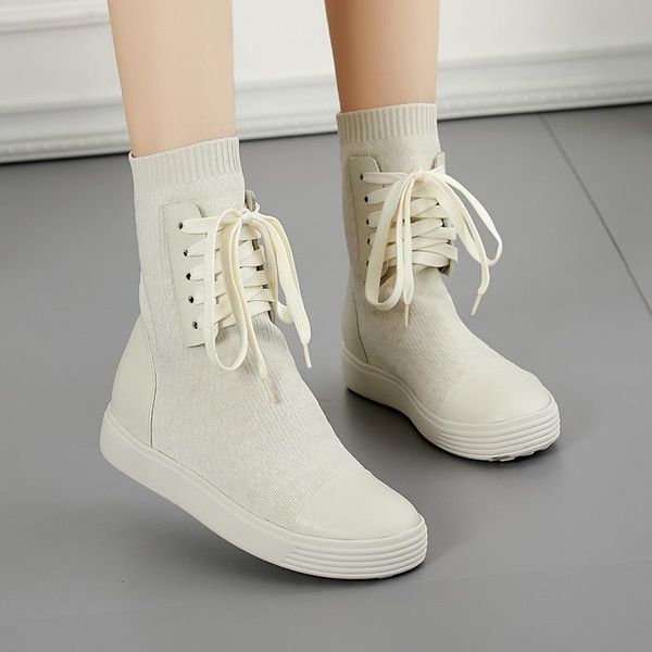 new winter flat bottom with lace women's booties knitted wool tube plus velvet warm women's boots wild shoes, Black
new winter flat bottom with lace women's booties knitted wool tube plus velvet warm women's boots wild shoes, Black