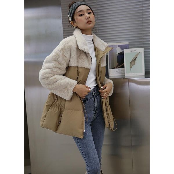 stitching imitation velvet little down jacket female thickening han edition of 2021 autumn winters loose bread, Black
stitching imitation velvet little down jacket female thickening han edition of 2021 autumn winters loose bread, Black