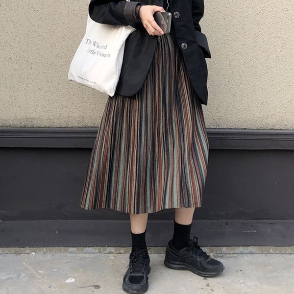 women's autumn draped rib pleated long knitted skirt elegant winter woolen blend a-line long knit skirt elastic waist 201109, Black
women's autumn draped rib pleated long knitted skirt elegant winter woolen blend a-line long knit skirt elastic waist 201109, Black