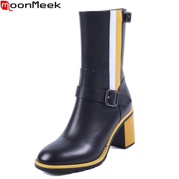 moonmeek 2020 new arrival winter ankle boots genuine leather boots round toe high heels ladies shoes women black white
moonmeek 2020 new arrival winter ankle boots genuine leather boots round toe high heels ladies shoes women black white