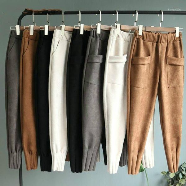 women faux leather suede pant autumn winter female elastic waist warm thick faux suede harem pant women casual pants trousers1, Black;white
women faux leather suede pant autumn winter female elastic waist warm thick faux suede harem pant women casual pants trousers1, Black;white