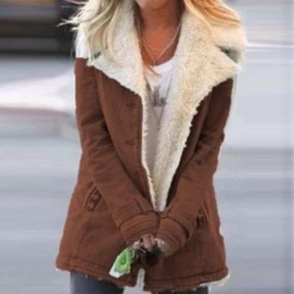 winter warm women jacket plus size fashion composite plush button lapels jackets outwearcoat long sleeve coats mujer chaqueta, Black;brown
winter warm women jacket plus size fashion composite plush button lapels jackets outwearcoat long sleeve coats mujer chaqueta, Black;brown