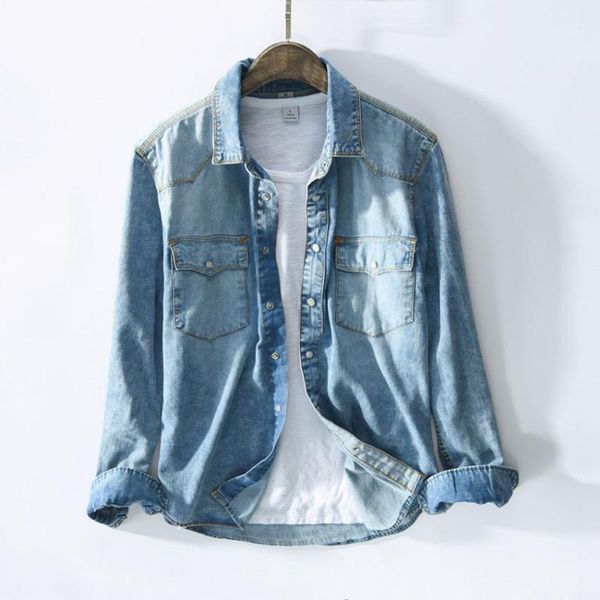 maggie's walker spring new korean washed loose casual light blue denim college wind men's cotton shirt1, Black;brown
maggie's walker spring new korean washed loose casual light blue denim college wind men's cotton shirt1, Black;brown