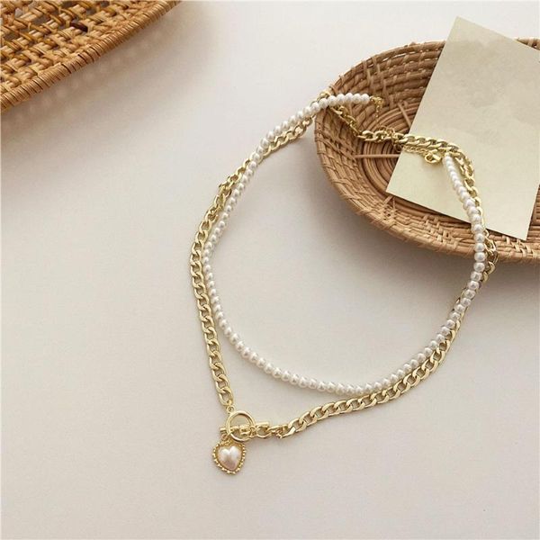 chokers double layer clavicle chain korean vintage love heart pendant pearl necklace women jewelry party gifts, Golden;silver
chokers double layer clavicle chain korean vintage love heart pendant pearl necklace women jewelry party gifts, Golden;silver