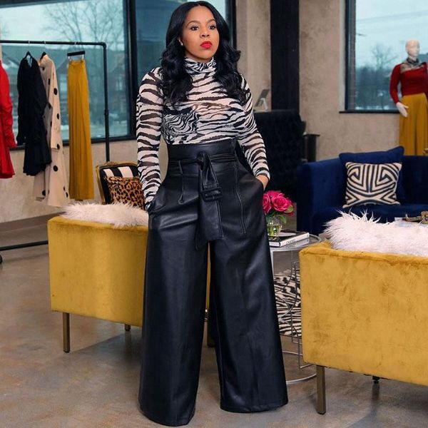 women's pants & capris faux leather wide leg women high waist black plus size woman elegant winter long casual loose trousers, Black;white
women's pants & capris faux leather wide leg women high waist black plus size woman elegant winter long casual loose trousers, Black;white
