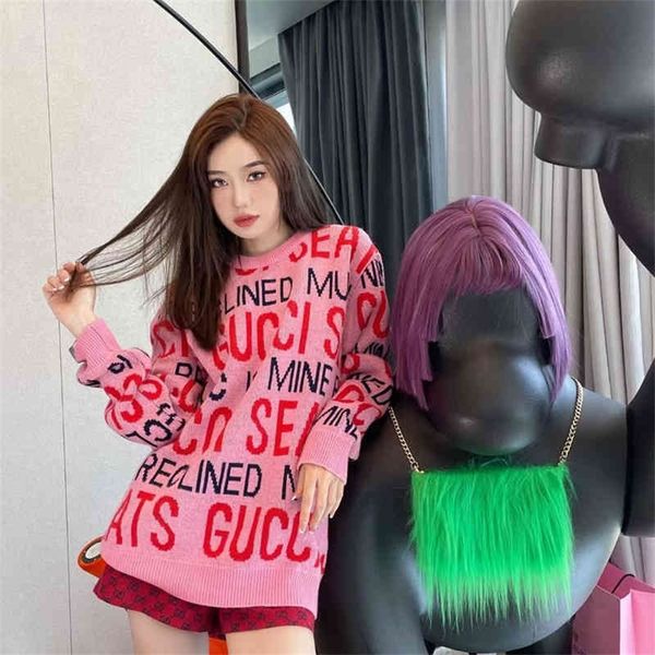 men's and women's same high version spot full body letter jacquard color matching sweater pink aging jacket, Black;brown
men's and women's same high version spot full body letter jacquard color matching sweater pink aging jacket, Black;brown
