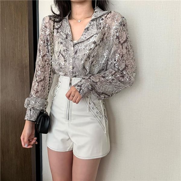bella philosophy snake print sequined blouse glitter long sleeve button down shirt for women blouse korean shorts suits, White
bella philosophy snake print sequined blouse glitter long sleeve button down shirt for women blouse korean shorts suits, White