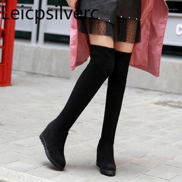 women's boots autumn and winter the new fashion flock round head zipper wedge low-heeled women's over the knee boots 34-391, Black
women's boots autumn and winter the new fashion flock round head zipper wedge low-heeled women's over the knee boots 34-391, Black