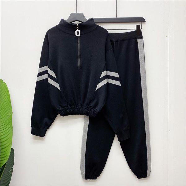 cbafu autumn winter knitted tracksuit women wide legs pants suit zipper long sleeve pullovers sweater elastic pants black f9081, Gray
cbafu autumn winter knitted tracksuit women wide legs pants suit zipper long sleeve pullovers sweater elastic pants black f9081, Gray