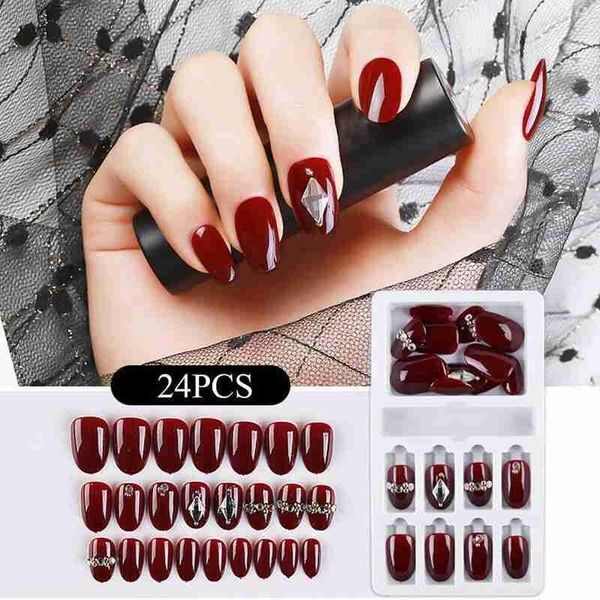24 autumn and winter acrylic nails crystal nails glittering finished nail patches fake finished nail stickers tools, Red;gold
24 autumn and winter acrylic nails crystal nails glittering finished nail patches fake finished nail stickers tools, Red;gold