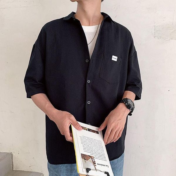 short-sleeved shirt men's summer new trend loose students korean pure color wild chic half-sleeved shirt1, White;black
short-sleeved shirt men's summer new trend loose students korean pure color wild chic half-sleeved shirt1, White;black