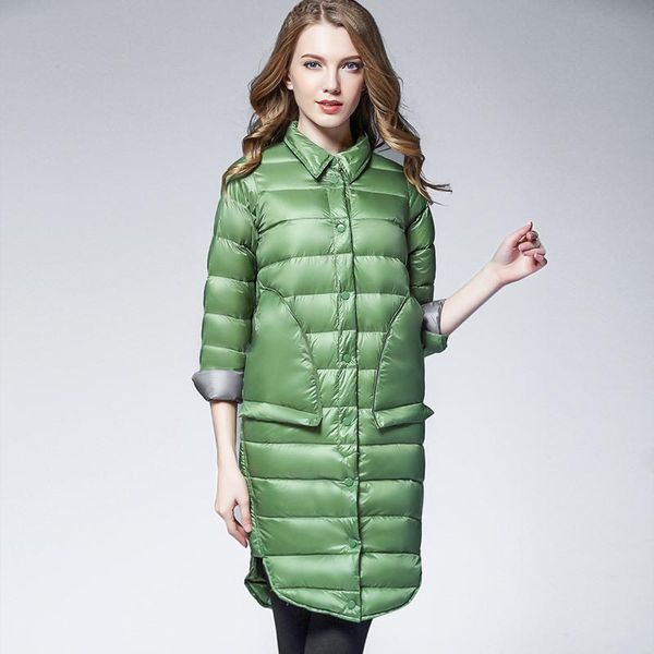 ultra light down jacket women long puffer coat plus size winter duck brand turn-down collar lightweight ultralight female coats, Black;brown
ultra light down jacket women long puffer coat plus size winter duck brand turn-down collar lightweight ultralight female coats, Black;brown