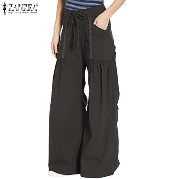 womens streetwear wide leg pant female elastic waist trouser casual solid drawstring palazzo zanzea fashion pockets pantalon 5xl, Black;white
womens streetwear wide leg pant female elastic waist trouser casual solid drawstring palazzo zanzea fashion pockets pantalon 5xl, Black;white