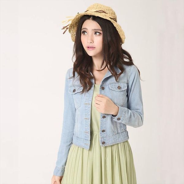 newly autumn vintage fashion denim coats clothes turn down collar women crop solid slim long sleeve ladies jackets 62471, Black;brown
newly autumn vintage fashion denim coats clothes turn down collar women crop solid slim long sleeve ladies jackets 62471, Black;brown