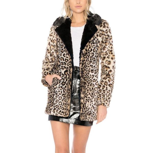 idopy womens ladies fashion winter faux fur slim leopard furry mid length lapel collar parka jacket coat for female outerwear, Black
idopy womens ladies fashion winter faux fur slim leopard furry mid length lapel collar parka jacket coat for female outerwear, Black
