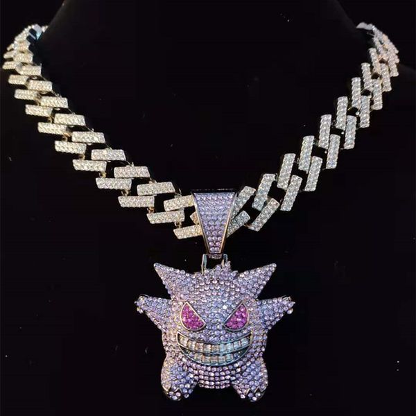 luxury men hip hop gengar pendant necklace with 13mm rhombu miami cuban chain iced out bling hiphop necklace charm jewelry fashion gift fash, Silver
luxury men hip hop gengar pendant necklace with 13mm rhombu miami cuban chain iced out bling hiphop necklace charm jewelry fashion gift fash, Silver