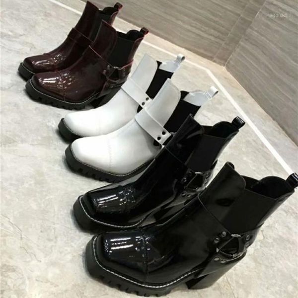 boots women ankle strap buckle decor genuine patent leather female boot autumn winter high heel square toe1, Black
boots women ankle strap buckle decor genuine patent leather female boot autumn winter high heel square toe1, Black