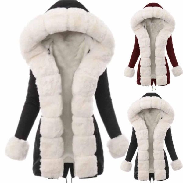 women's winter hooded parkas jacket thick coat parkas mid-long female cotton jacket coat slim warm winter outwear 2021, Black
women's winter hooded parkas jacket thick coat parkas mid-long female cotton jacket coat slim warm winter outwear 2021, Black