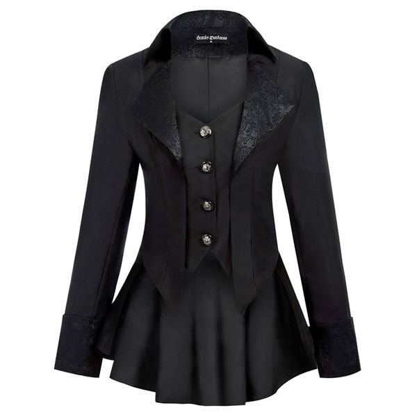 women gothic riding coat renaissance party evening club cool lapel high-low hem fit slim solid spring fall retro jacket 201109, Black;brown
women gothic riding coat renaissance party evening club cool lapel high-low hem fit slim solid spring fall retro jacket 201109, Black;brown