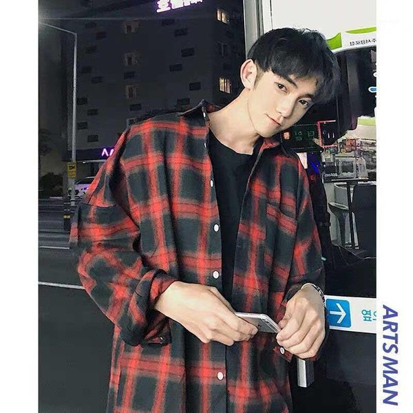 men's casual shirts plaid shirt men blouse long sleeve vintage loose autumn male black white fashion coat korean camisa masculina1, White;black
men's casual shirts plaid shirt men blouse long sleeve vintage loose autumn male black white fashion coat korean camisa masculina1, White;black