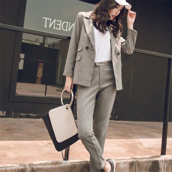 women 2 two piece sets short gray solid blazer + high waist office lady notched jacket pant suits korean outfits femme, White;black
women 2 two piece sets short gray solid blazer + high waist office lady notched jacket pant suits korean outfits femme, White;black