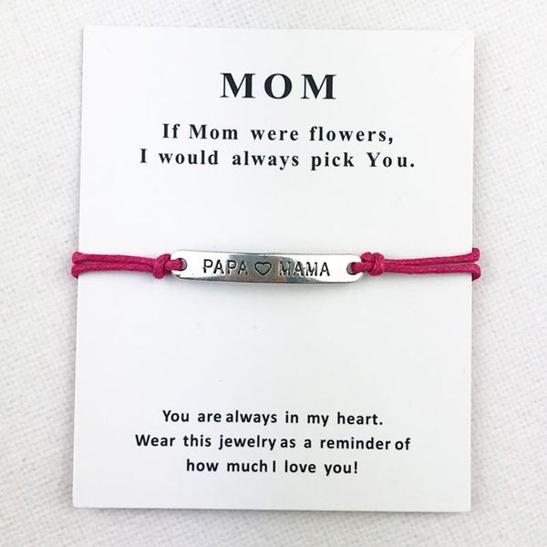 charm bracelets silver plated papa love mama mom heart charms cuff multilayer wax rope pink women men with card bracelet jewelry, Golden;silver
charm bracelets silver plated papa love mama mom heart charms cuff multilayer wax rope pink women men with card bracelet jewelry, Golden;silver
