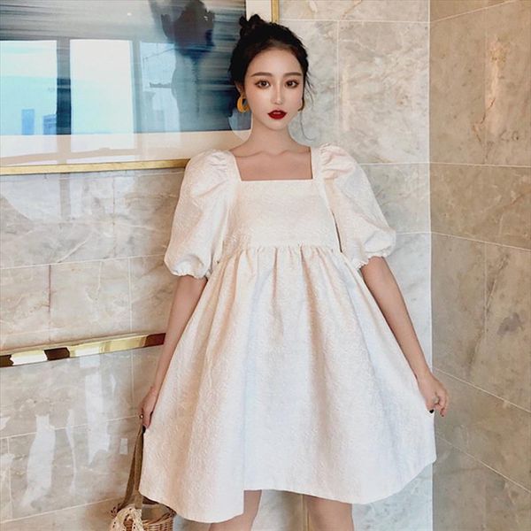 jacquard summer dress women puff sleeve backless mini dress lace up party elegant hollow out white square collar, Black;gray
jacquard summer dress women puff sleeve backless mini dress lace up party elegant hollow out white square collar, Black;gray
