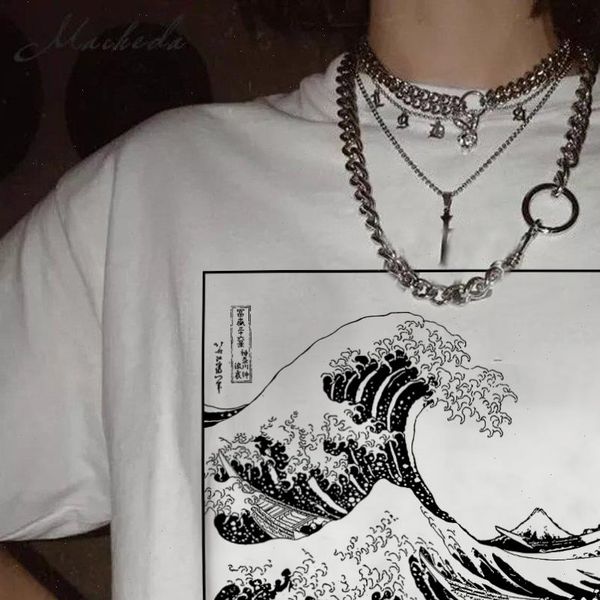 the great wave off kanagawa print large size loose t shirt vintage harajuku japanese wave streetwear summer womens t shirt, White 
the great wave off kanagawa print large size loose t shirt vintage harajuku japanese wave streetwear summer womens t shirt, White