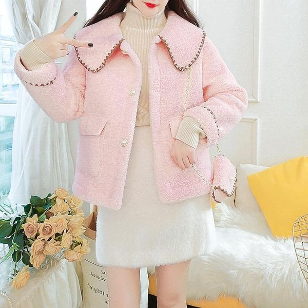 women's fur & faux sweetxue female 2021 autumn winter fashion chic woolen coat cute single breasted pocket kawaii lapel short jacket wo, Black
women's fur & faux sweetxue female 2021 autumn winter fashion chic woolen coat cute single breasted pocket kawaii lapel short jacket wo, Black