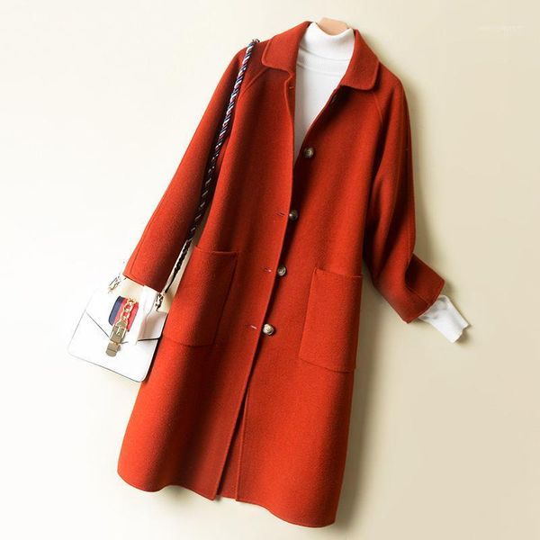 women's wool & blends 2021 autumn winter women long solid color sleeve jackets female korean style fashion warm woolen coats q1981, Black
women's wool & blends 2021 autumn winter women long solid color sleeve jackets female korean style fashion warm woolen coats q1981, Black