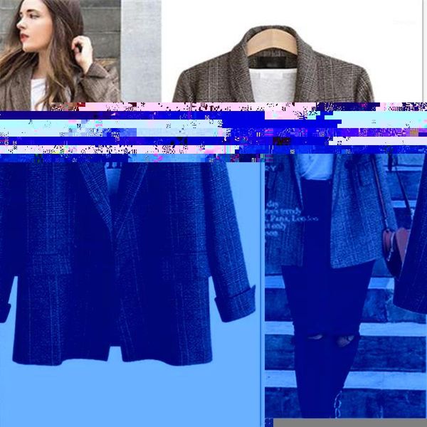 european and american women's spring and autumn new retro loose plaid suit jacket jackets coat1, Black;brown
european and american women's spring and autumn new retro loose plaid suit jacket jackets coat1, Black;brown