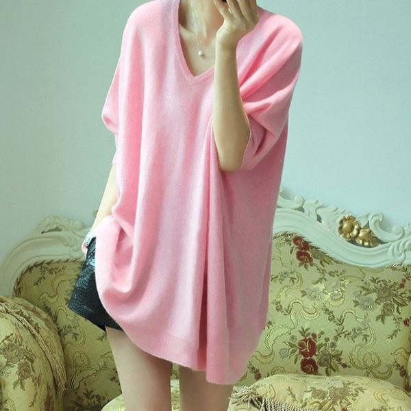 spring new autumn with cleavage v oversize loose woman's sweater mesh casual pullovers short sleeve big female cashmere, White;black
spring new autumn with cleavage v oversize loose woman's sweater mesh casual pullovers short sleeve big female cashmere, White;black