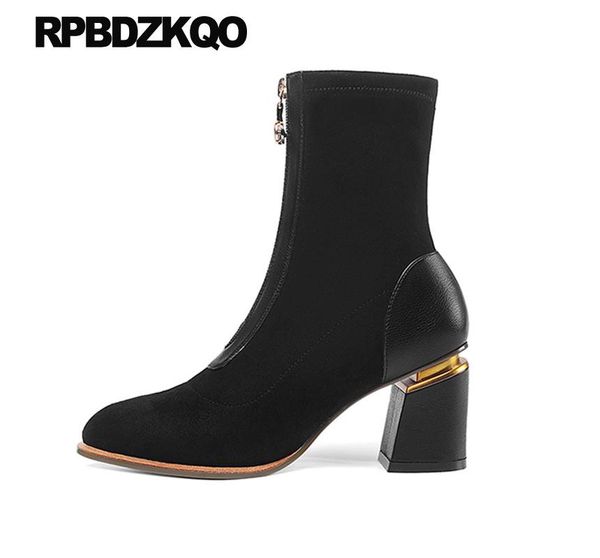boots shoes women front zipper pointed toe plus size big 10 ankle chunky suede sheepskin high heel crossdresser, Black
boots shoes women front zipper pointed toe plus size big 10 ankle chunky suede sheepskin high heel crossdresser, Black