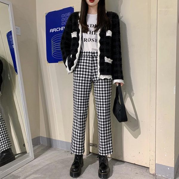 women's pants & capris korean fashion women's autumn high waist plaid color block long s m1, Black;white
women's pants & capris korean fashion women's autumn high waist plaid color block long s m1, Black;white