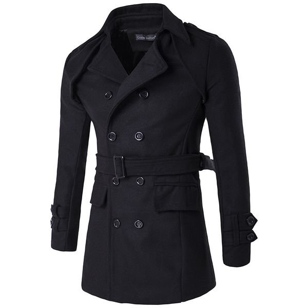 new men's double breasted lapel belt armband woollen windbreaker coat 05, Tan;black
new men's double breasted lapel belt armband woollen windbreaker coat 05, Tan;black