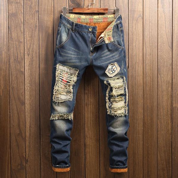 men's jeans winter ripped casual mens straight skinny patchwork print tassel denim fleece keep warm brand men fashion jean pants1, Blue
men's jeans winter ripped casual mens straight skinny patchwork print tassel denim fleece keep warm brand men fashion jean pants1, Blue