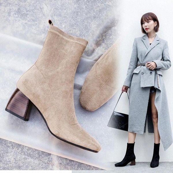 2020 new autumn ankle boots fashion women's stretch boots flock leather pointed toe plush boots women high heels lady shoes #y45e, Black
2020 new autumn ankle boots fashion women's stretch boots flock leather pointed toe plush boots women high heels lady shoes #y45e, Black