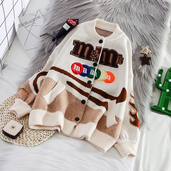 hwlzltzht autumn woman jacket knitted cardigan cartoon harajuku sweater women patchwork woman coat loose outwear 201026, Black;brown
hwlzltzht autumn woman jacket knitted cardigan cartoon harajuku sweater women patchwork woman coat loose outwear 201026, Black;brown