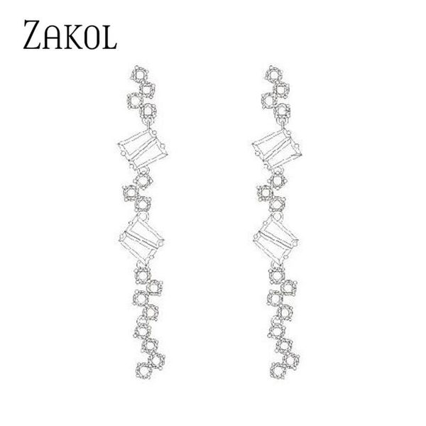zakol temperament drop earrings white color round cut cz long earrings for women fashion jewelry mother gift fsep5073, Silver
zakol temperament drop earrings white color round cut cz long earrings for women fashion jewelry mother gift fsep5073, Silver