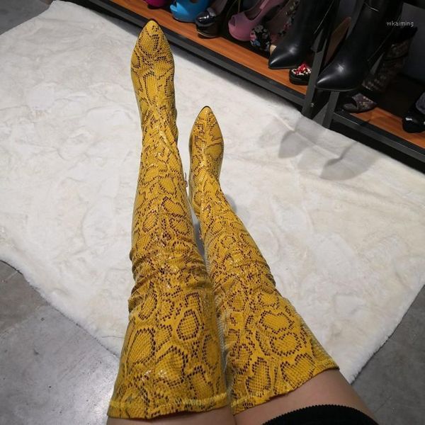 boots spring gladiator yellow python leather thigh high pointed toe low heels snakeskin over the knee women long bottines1, Black
boots spring gladiator yellow python leather thigh high pointed toe low heels snakeskin over the knee women long bottines1, Black