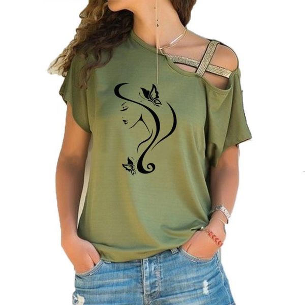 new style beauty salon girl face with butterfly printed shirt women short sleeve t shirt irregular skew cross bandage, White
new style beauty salon girl face with butterfly printed shirt women short sleeve t shirt irregular skew cross bandage, White