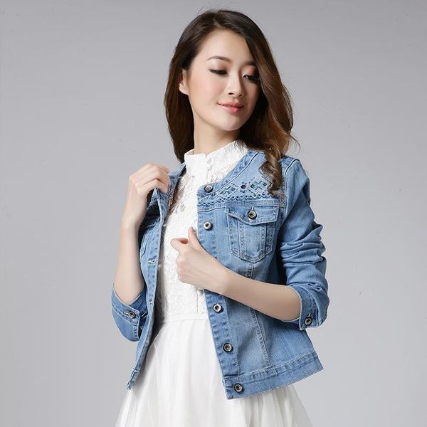 women's jackets arrival autumn and winter o neck single breasted cotton denim jacket women embroidery slim short jeans, Black;brown
women's jackets arrival autumn and winter o neck single breasted cotton denim jacket women embroidery slim short jeans, Black;brown
