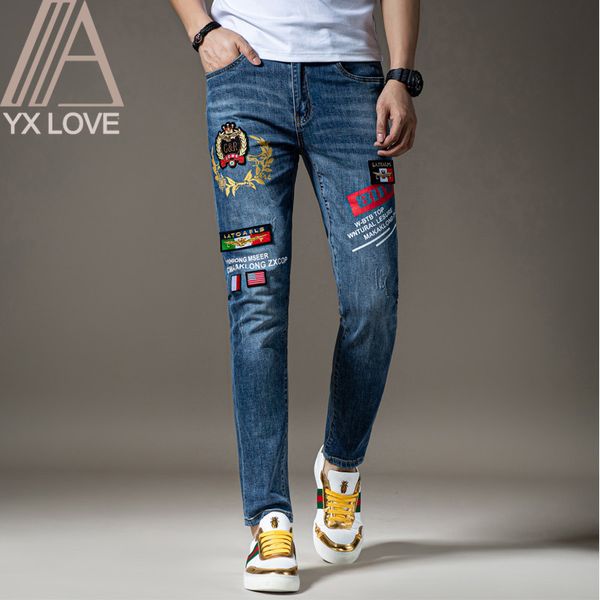 embroidery blue men jeans fantastic patterns quality brand slim elastic comfortable hiphop pants multiple styles trousers 201128
embroidery blue men jeans fantastic patterns quality brand slim elastic comfortable hiphop pants multiple styles trousers 201128