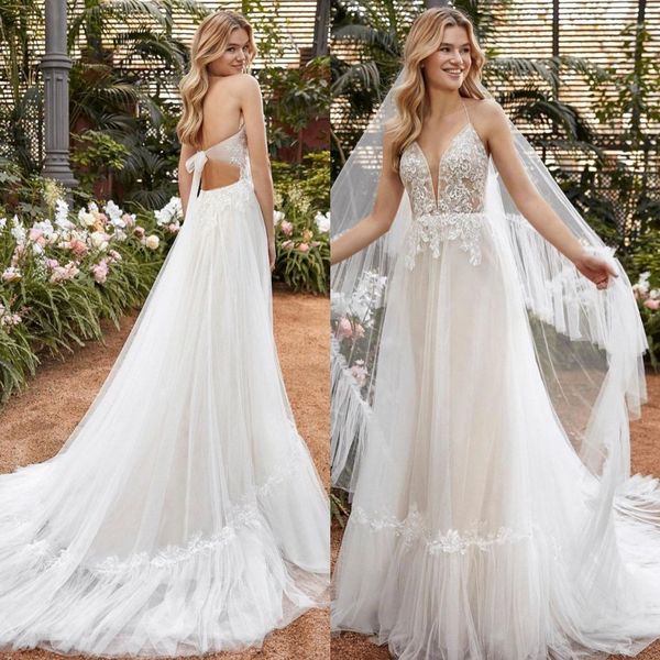 fabulous lace backless wedding dresses sheer plunging neck a line appliqued bridal gowns tulle sweep train robe de mariée, White
fabulous lace backless wedding dresses sheer plunging neck a line appliqued bridal gowns tulle sweep train robe de mariée, White